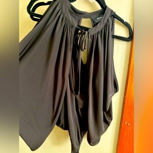 Nasty Gal NWOT sexy club bodysuit low cut with wings/bat woman vampire Elvira